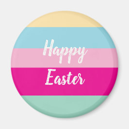 Happy Easter Kleurrijke Strepen Patroon Magneet