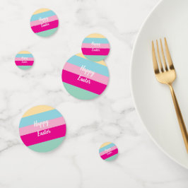 Happy Easter Kleurrijke Strepen Patroon Sierkussen Confetti