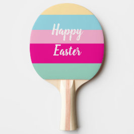 Happy Easter Kleurrijke Strepen Patroon Tafeltennisbatje