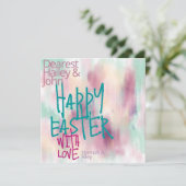 "Happy Easter" | Kleurrijke Waterverf Pasen Feestdagenkaart (Staand voorkant)