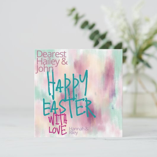 "Happy Easter" | Kleurrijke Waterverf Pasen Feestdagenkaart (Staand voorkant)