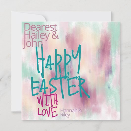 "Happy Easter" | Kleurrijke Waterverf Pasen Feestdagenkaart (Voorkant)