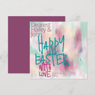 "Happy Easter"   Kleurrijke Waterverf Pasen Feestdagenkaart