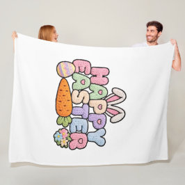 Happy Easter Knitted Yarn Texture Pastel Holiday G Fleece Deken