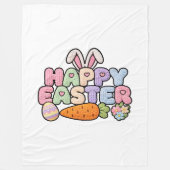 Happy Easter Knitted Yarn Texture Pastel Holiday G Fleece Deken (Voorkant)