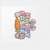 Happy Easter Knitted Yarn Texture Pastel Holiday G Fleece Deken (Voorkant (Horizontaal))