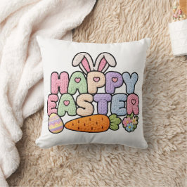 Happy Easter Knitted Yarn Texture Pastel Holiday G Kussen