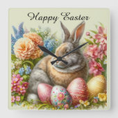 Happy Easter  Konijn Decoratieve Wandklok (Voorkant)