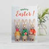 Happy Easter | Kute Little Easter Bunny Greening Feestdagenkaart (Staand voorkant)