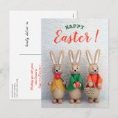 Happy Easter | Kute Little Easter Bunny Greening Feestdagenkaart (Voorkant / Achterkant)