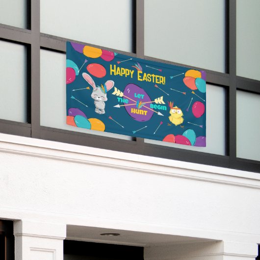 Happy Easter | Laat de Jacht beginnen | Banner (Buitenkant Gebouw)