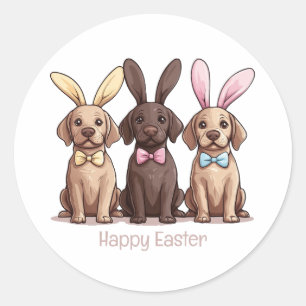 Happy Easter Labrador Retriever Dogs Bunny Ears Ronde Sticker