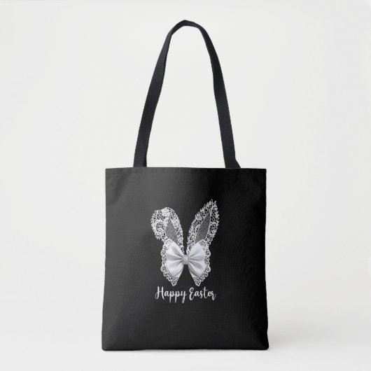 Happy Easter Lace Bunny Lace Ears Lace Bow Tote Bag (Voorkant)