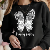 Happy Easter Lace Bunny Lace Ears Lace Bow Trui