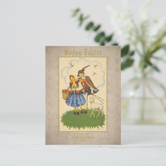 Happy Easter  Lamb - aangepaste tekst Feestdagenkaart (Staand voorkant)