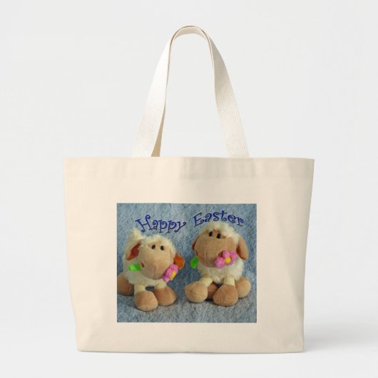 Happy Easter Lambs Grote Tote Bag (Voorkant)
