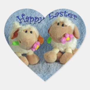 Happy Easter Lambs Hart Sticker
