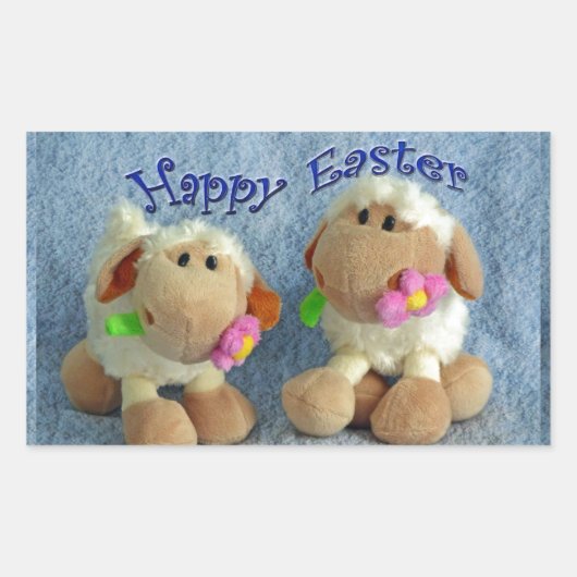 Happy Easter Lambs Rechthoekige Sticker (Voorkant)