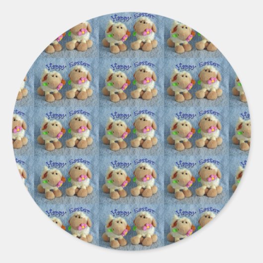Happy Easter Lambs Ronde Sticker (Voorkant)