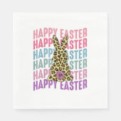 Happy Easter Leopard Bunny Groovy Schattige Konijn Servet (Voorkant)