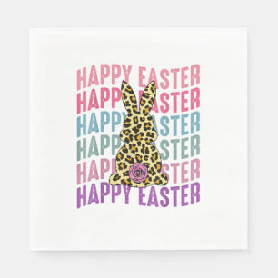 Happy Easter Leopard Bunny Groovy Schattige Konijn Servet
