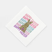 Happy Easter Leopard Bunny Groovy Schattige Konijn Servet (Hoek)