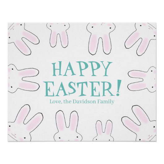 Happy Easter leuke bunny bunnies aangepaste tekst  Perfect Poster (Voorkant)