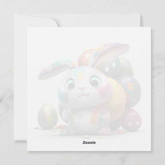 Happy Easter leuke bunny schilder Holiday Kaart (Achterkant)