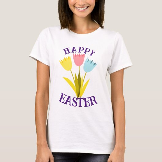 Happy Easter leuke Tulip Flowers T-shirt (Voorkant)
