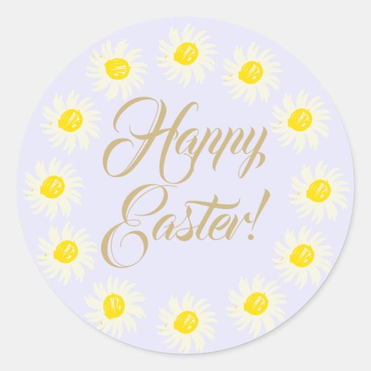 Happy Easter lila script schattig dagelijks bloem  Ronde Sticker (Voorkant)