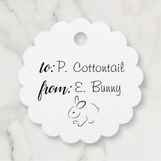 Happy Easter Line Art Bunny Rabbit Bewerkbare Labe Bedankjes Labels (Achterkant)