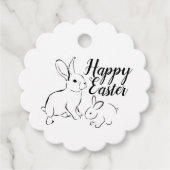 Happy Easter Line Art Bunny Rabbit Bewerkbare Labe Bedankjes Labels (Voorkant)