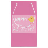 Happy Easter Little Chick Roze Kleine Gift Bag Klein Cadeauzakje (Achterkant)