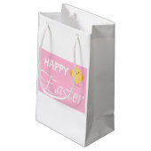 Happy Easter Little Chick Wit Kleine Cadeauzak Klein Cadeauzakje (Achterkant Gekanteld)