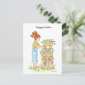 Happy Easter Little Girl Briefkaart (Staand voorkant)