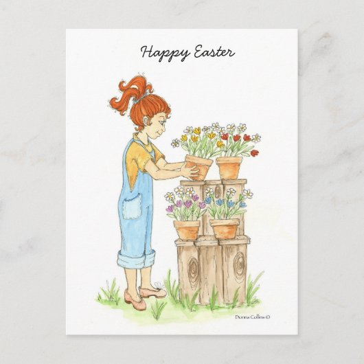 Happy Easter Little Girl Briefkaart (Voorkant)