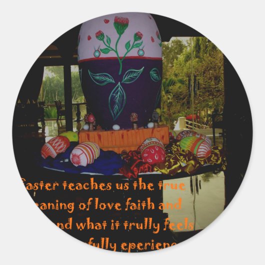 Happy Easter Love Faith and Hope wil Ronde Sticker (Voorkant)