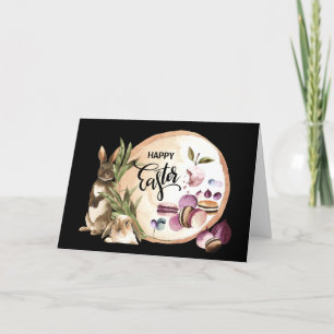 Happy Easter   Macaroons Bunnies met lentevruchten Feestdagen Kaart