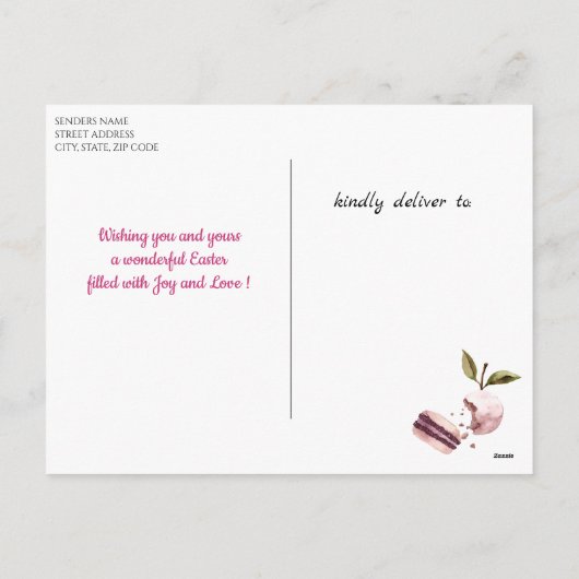 Happy Easter | Macaroons Bunnies met lentevruchten Feestdagenkaart (Achterkant)