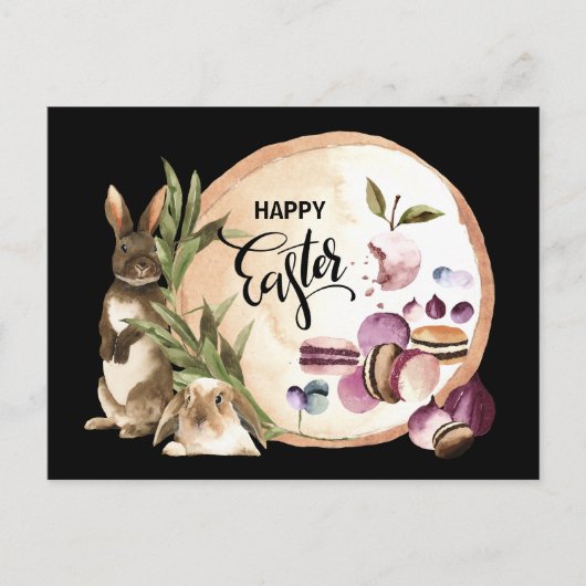 Happy Easter | Macaroons Bunnies met lentevruchten Feestdagenkaart (Voorkant)