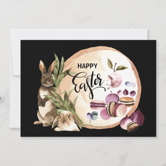 Happy Easter | Macaroons Bunnies met lentevruchten Feestdagenkaart (Voorkant)