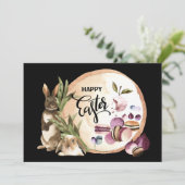 Happy Easter | Macaroons Bunnies met lentevruchten Feestdagenkaart (Staand voorkant)