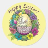Happy Easter  Mandala Art 11 Gepersonaliseerd Ronde Sticker (Voorkant)