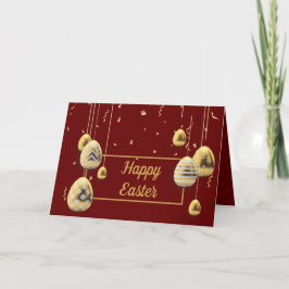 Happy Easter Maroon en Golden Eggs Groet Kaart