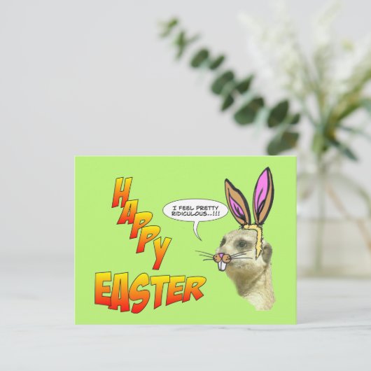 Happy Easter Meerkat Briefkaart  (Staand voorkant)