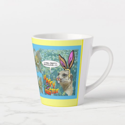 Happy Easter Meerkat Daffodils Design Latte Mok (Rechts)