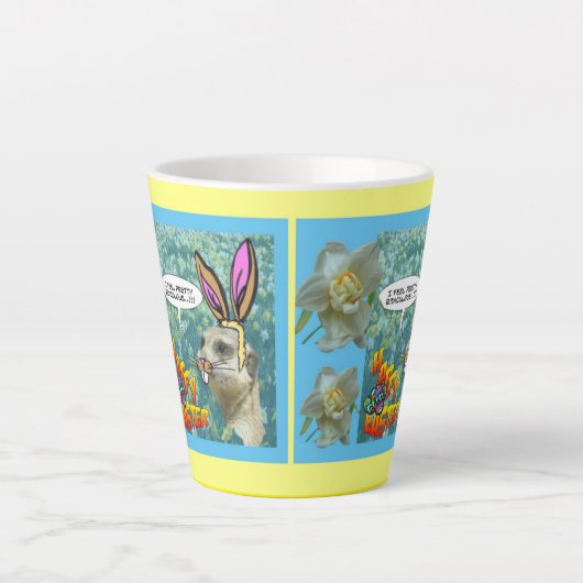 Happy Easter Meerkat Daffodils Design Latte Mok (Voorkant)