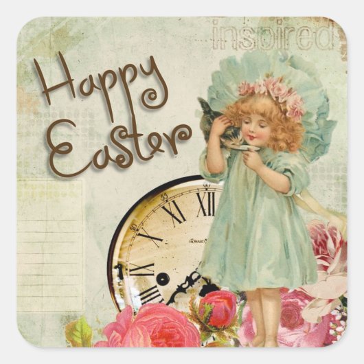Happy Easter Meisje & Pocket Watch Stickers (Voorkant)