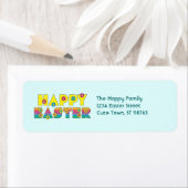Happy Easter met Flowers Typografie Etiket (Insitu)