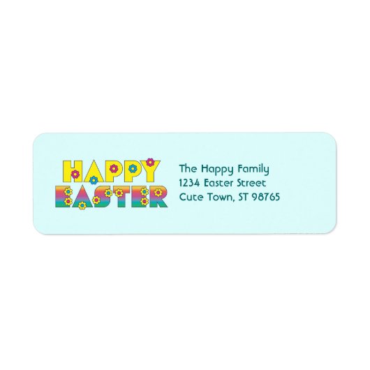 Happy Easter met Flowers Typografie Etiket (Voorkant)